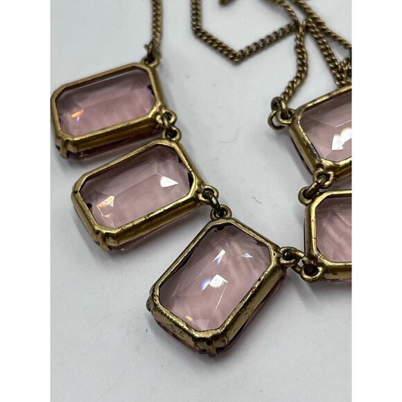 J. Crew Dusty Pink Rhinestone Ice Cube Gold Tone Necklace - Picture 11 of 13